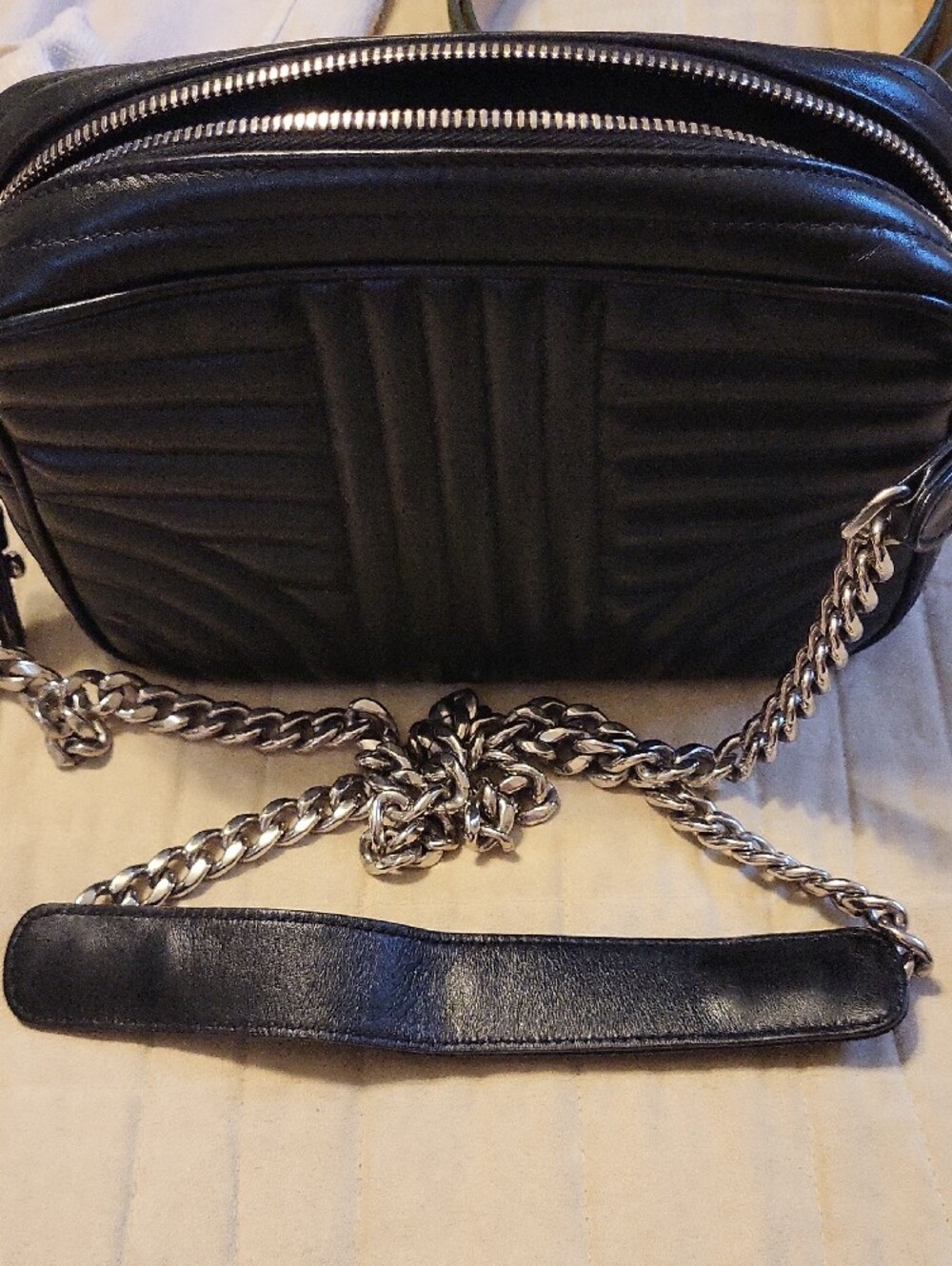 Prada Quilted Leather Crossbody Bag in Black with Silver Hardware - Picture 3 of 11
